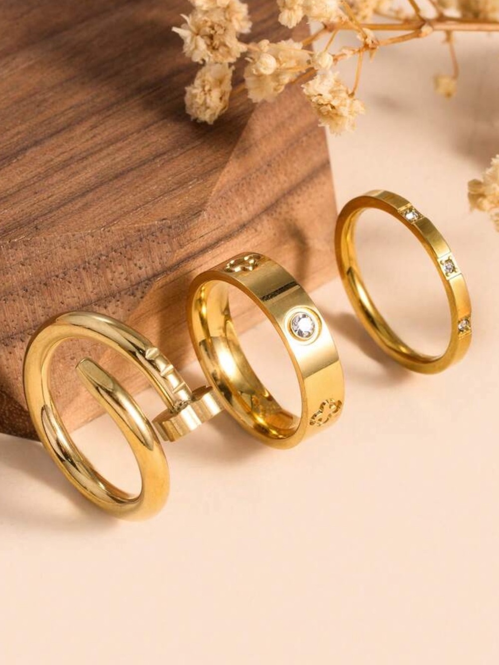 18K Gold-Tone Stacking Rings Set - Picture 2 of 5